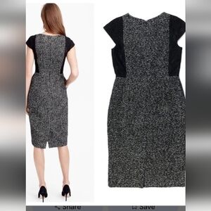 J.Crew tweed sheath dress with lace cap sleeves and side panels (0)